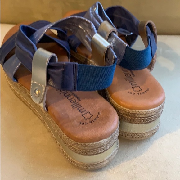 Millennials leather platform espadrille sandals - Picture 3 of 6